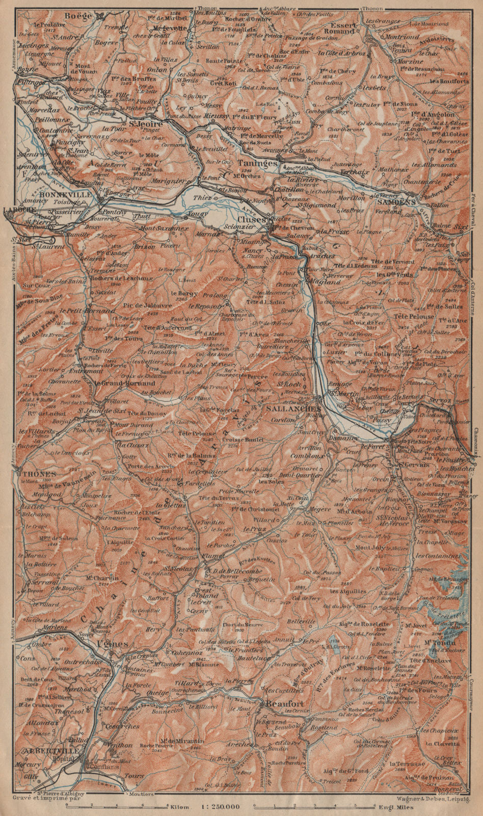 HAUTE SAVOIE Samoëns Megève St Gervais Houches Flaine Les Gets Morzine 1907 map